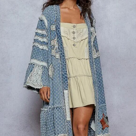 POL Wildpeace Denim Duster NEW Size Large - Picture 5 of 6